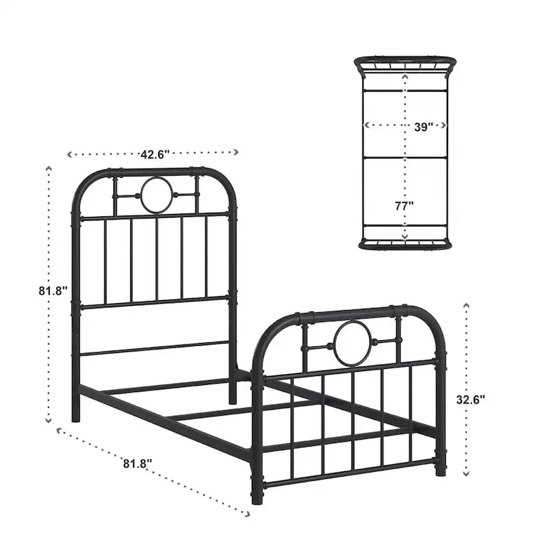 Classic Black Metal Bed with Spindle Headboard