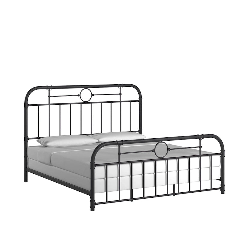 Classic Black Metal Bed with Spindle Headboard