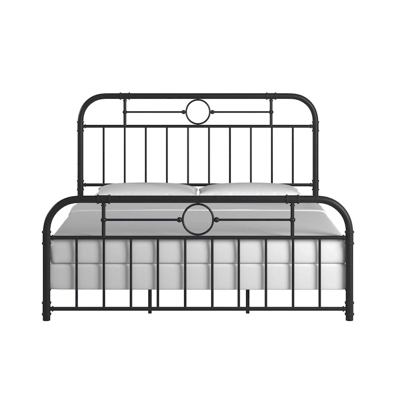 Classic Black Metal Bed with Spindle Headboard