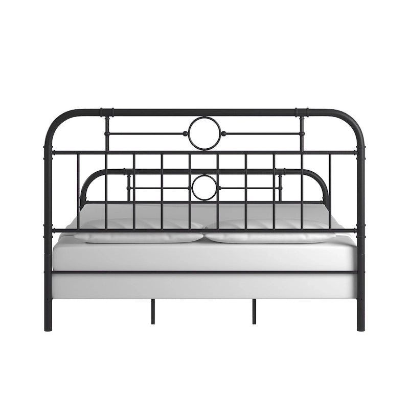 Classic Black Metal Bed with Spindle Headboard