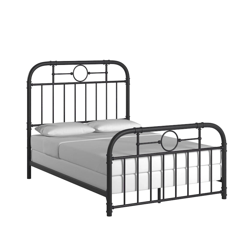 Classic Black Metal Bed with Spindle Headboard