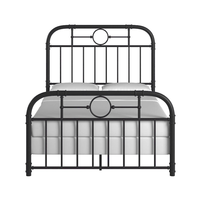Classic Black Metal Bed with Spindle Headboard