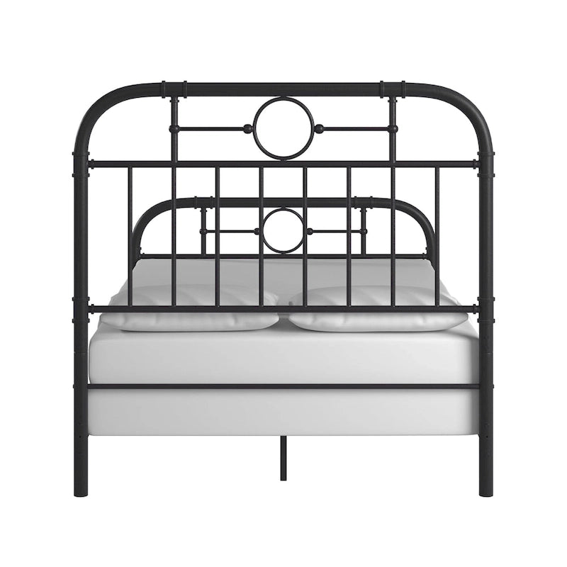 Classic Black Metal Bed with Spindle Headboard