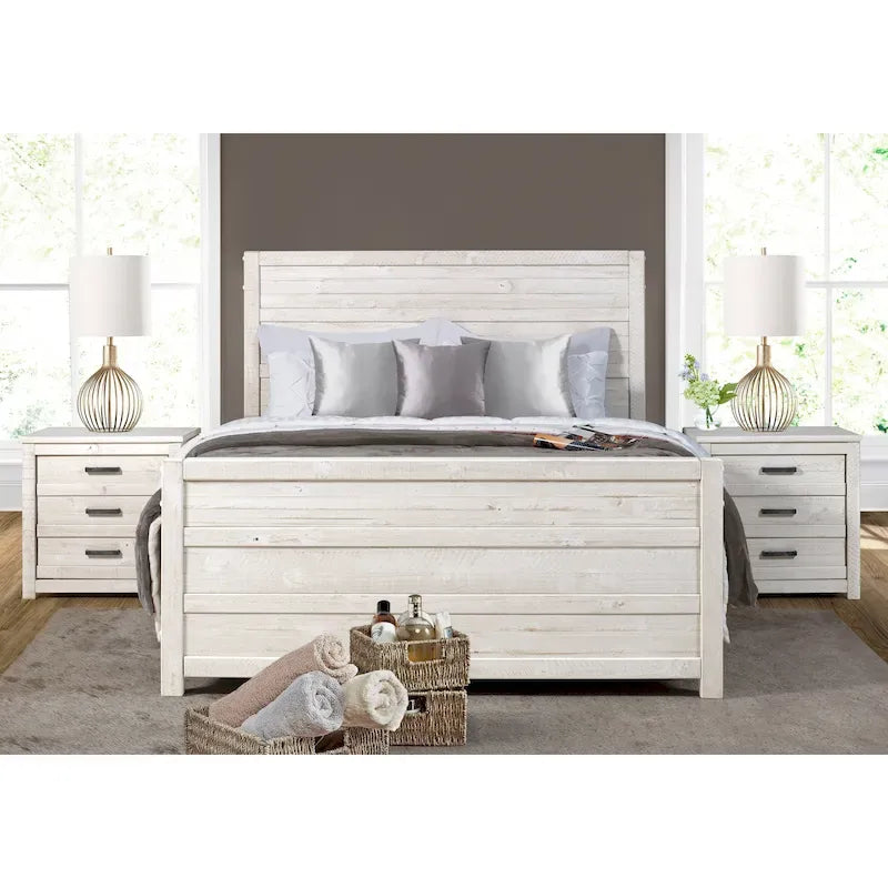King Size Rustic Panel Bed in Antique Grey