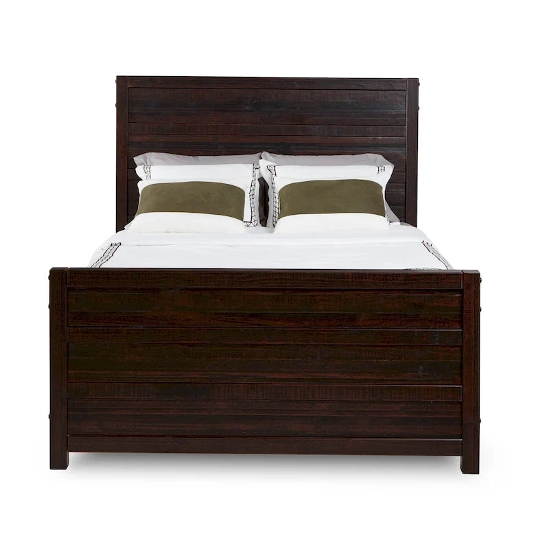 King Size Rustic Panel Bed in Antique Grey