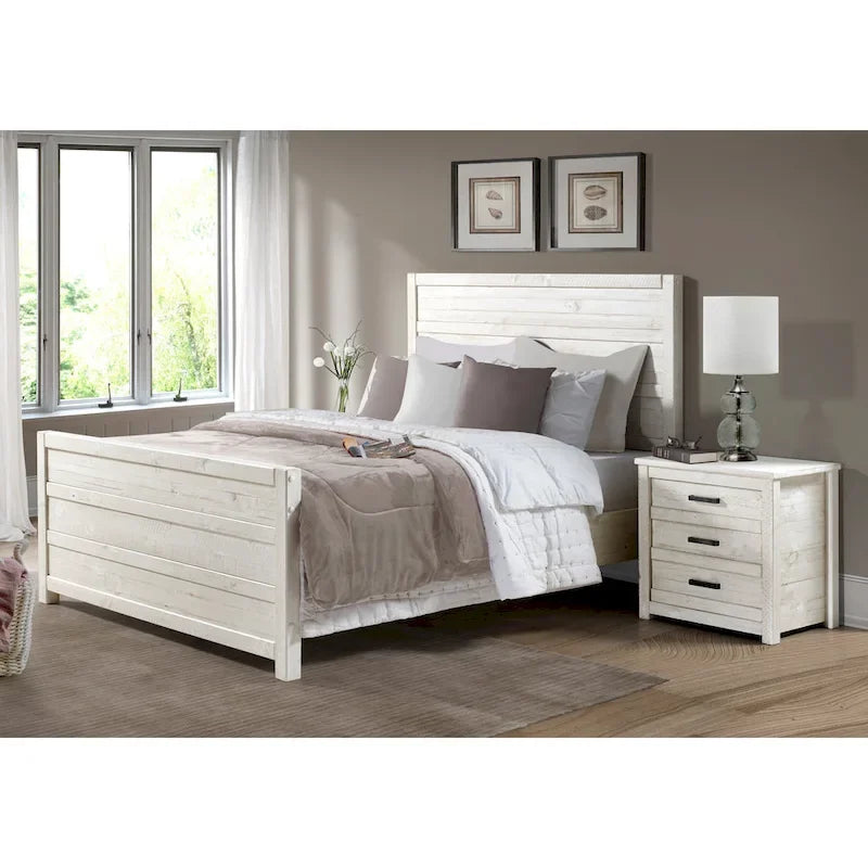 King Size Rustic Panel Bed in Antique Grey