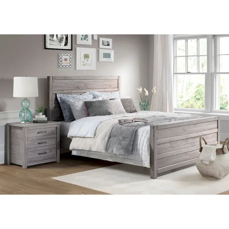 Rustikální manželská postel King Size v barvě Antique Grey