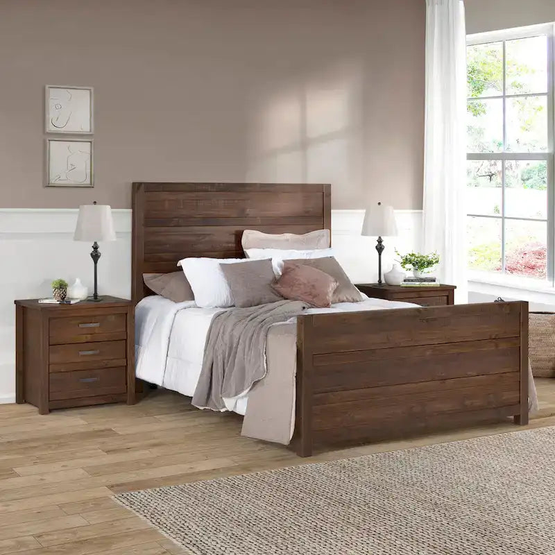 Rustikální manželská postel King Size v barvě Antique Grey