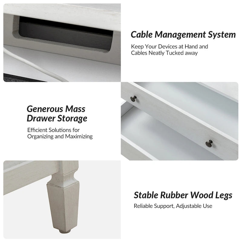 2-Drawer Nightstand with Built-In Outlets and Pull-out Tray