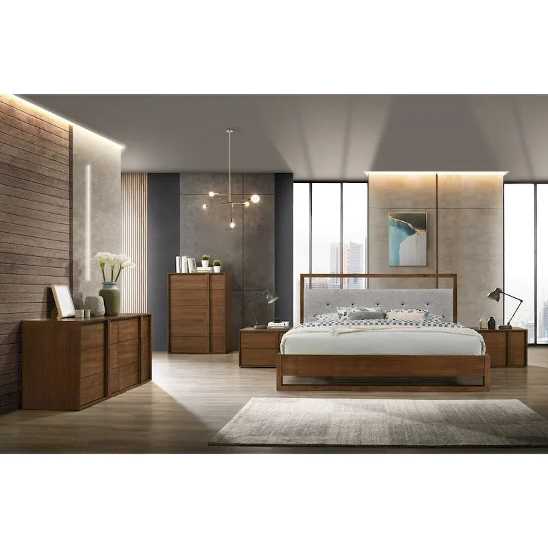 60" Wide Solid Wood Contemporary Sideboard Buffet in Russet Brown