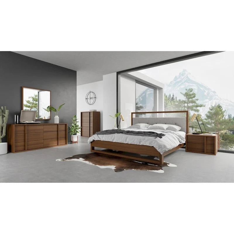 60" Wide Solid Wood Contemporary Sideboard Buffet in Russet Brown