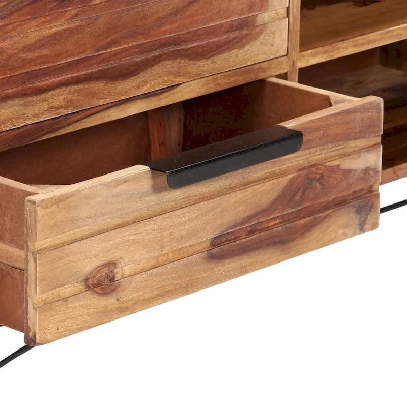 TV Stand 55.1x11x18.5 Solid Sheesham Wood