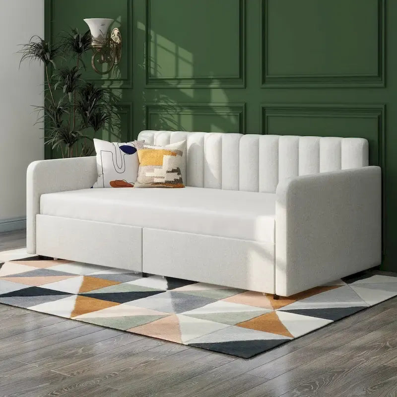 Upholstered Daybed with 2 Drawers