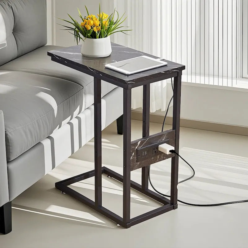 Left Cabinet Makeup Vanity with LED Mirror, USB Power Station and Cushioned Stool