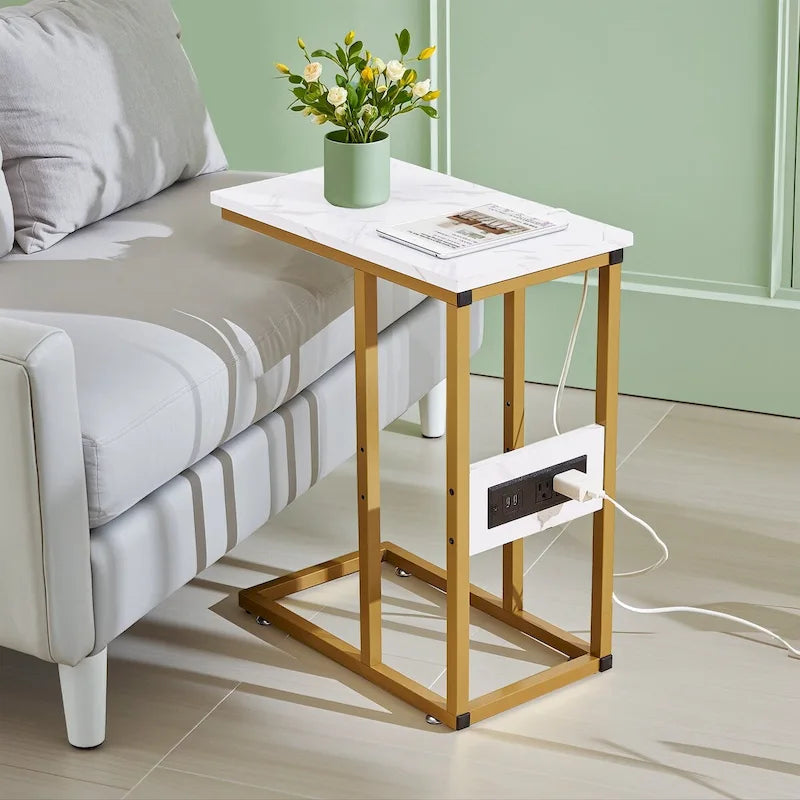 Left Cabinet Makeup Vanity with LED Mirror, USB Power Station and Cushioned Stool