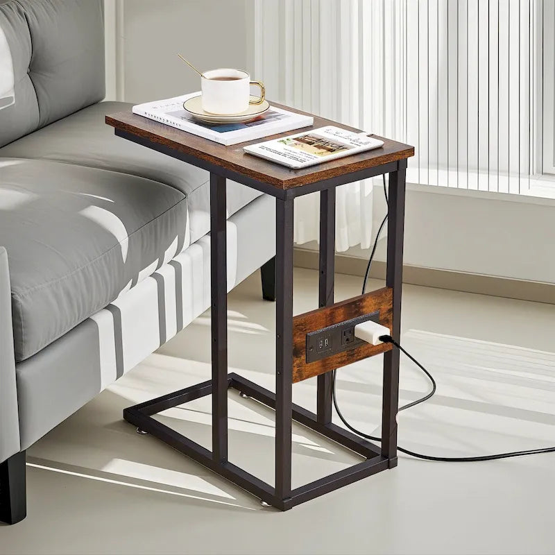 Left Cabinet Makeup Vanity with LED Mirror, USB Power Station and Cushioned Stool