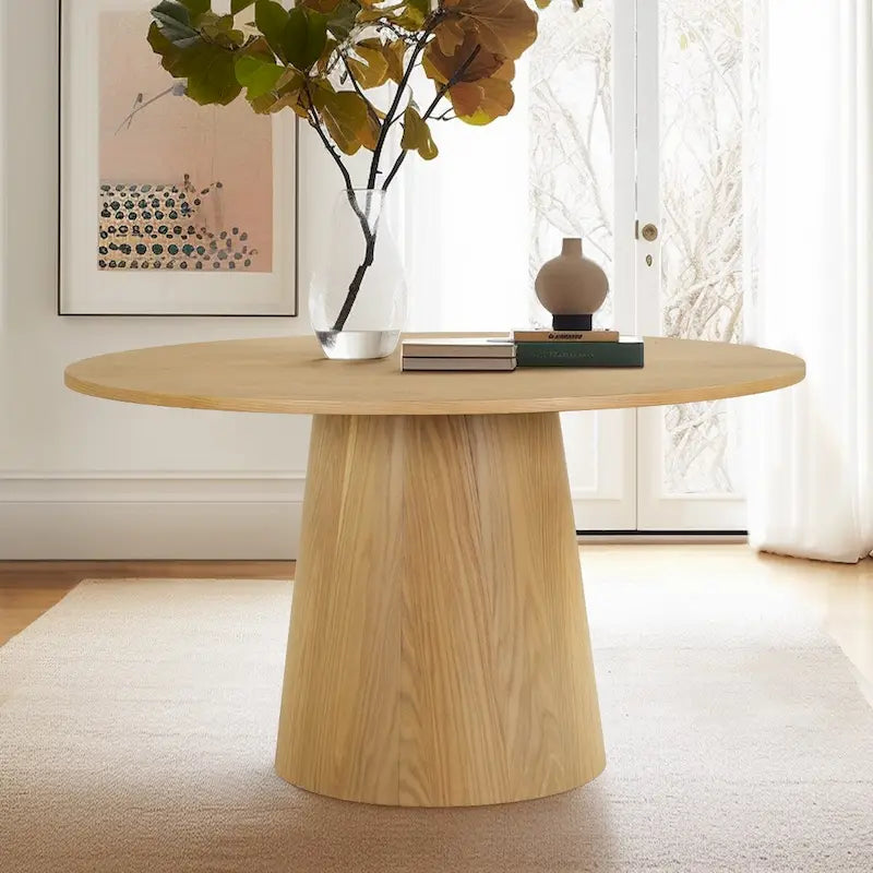 52 Solid Oak Round Pedestal Dining Table