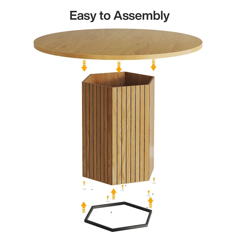 47-Inch Round Dining Table with Hexagonal Pedestal Base