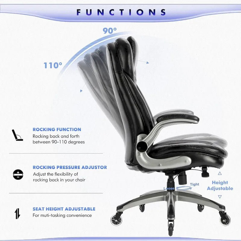 Ergonomická kancelářská židle na kolečkách s polstrovanými sklopnými područkami, nastavitelným náklonem a aretací, pro dospělé, do pracovny a k učení