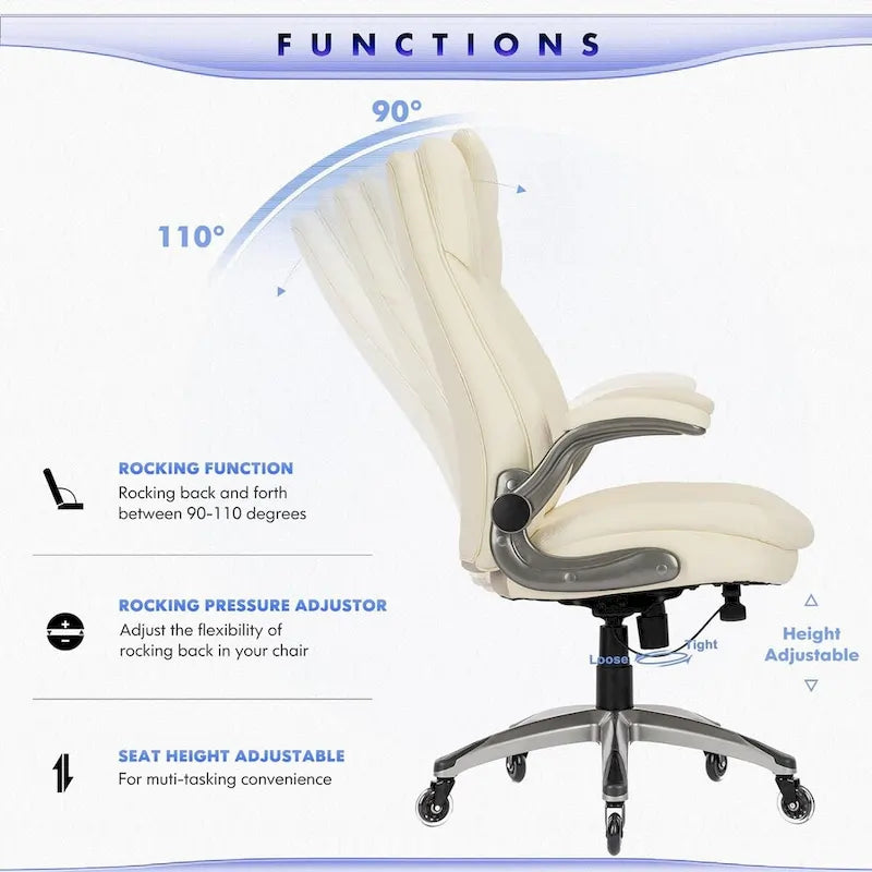 Ergonomická kancelářská židle na kolečkách s polstrovanými sklopnými područkami, nastavitelným náklonem a aretací, pro dospělé, do pracovny a k učení