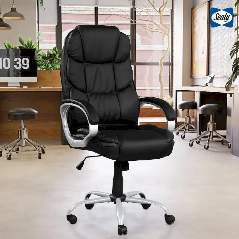 Mid-Back Ergonomic Swivel Office Chair with Padded Armrests