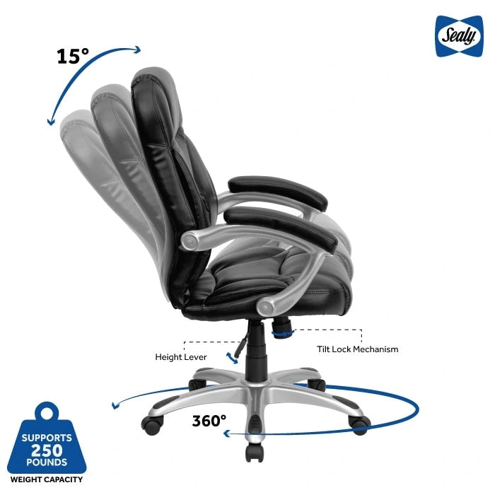 Ergonomická otočná kancelářská židle se středně vysokým opěradlem a polstrovanými područkami