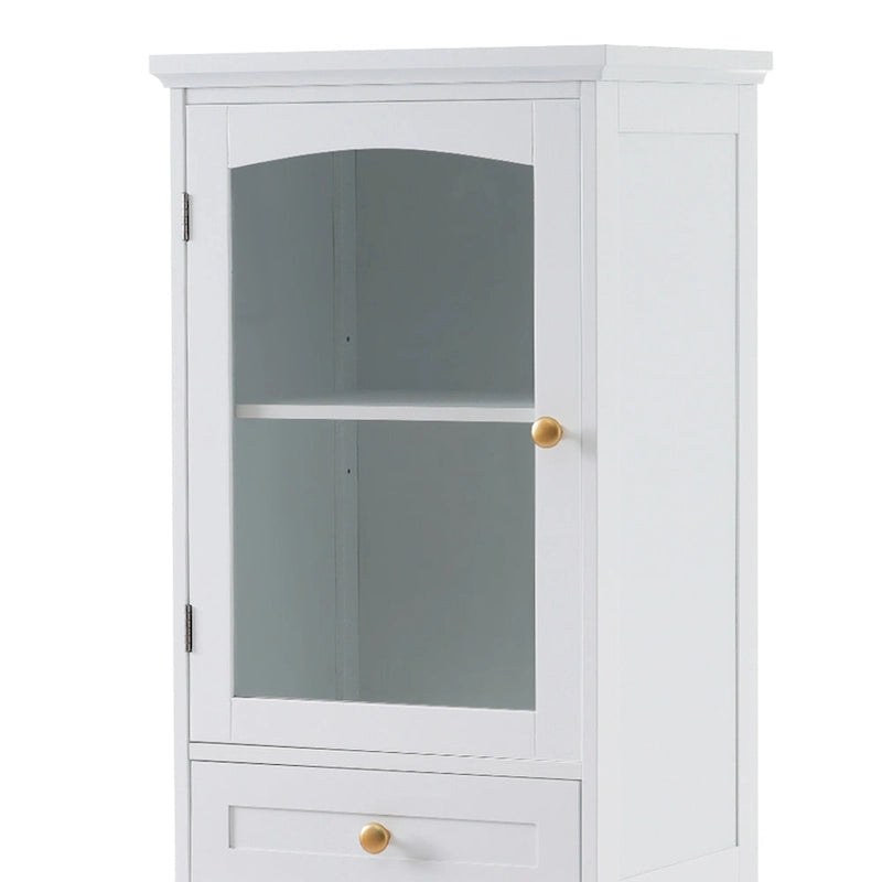 Tall Bathroom Storage Cabinet with Glass Doors Free Standing Cabinet with Two Drawers
